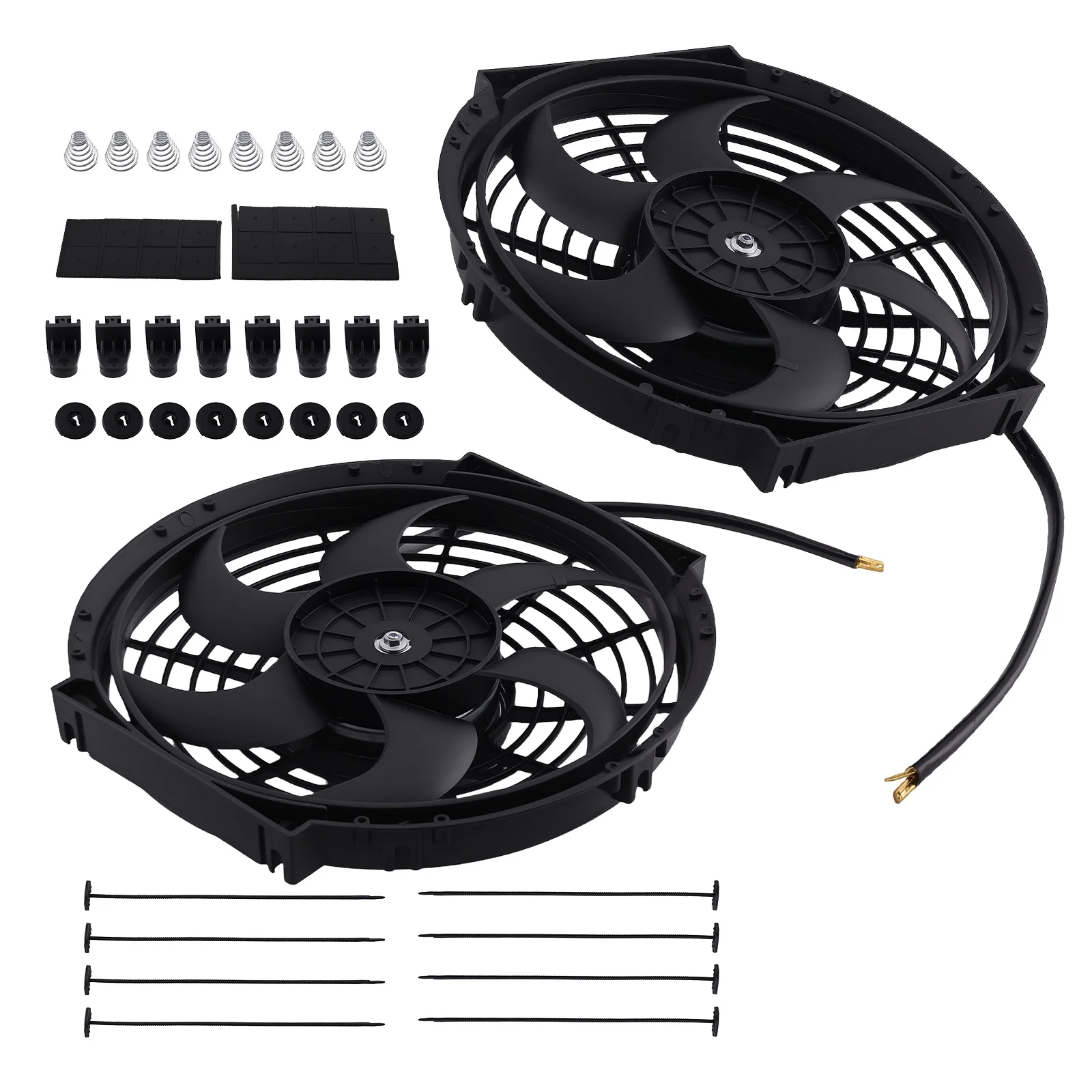 

Двойной комплект из 2x 10-дюймовых универсальных тонких вентиляторов 12В для радиатора с функцией толкания и тяги, с креплениями