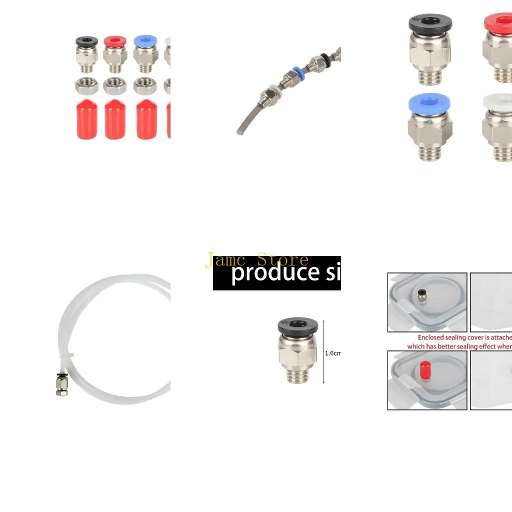 

LX0B 4pcs PTFE Heat Resistant Pneumatic Couplers Connectors PC4 Straight Adapters 4x2.5mm Tubes