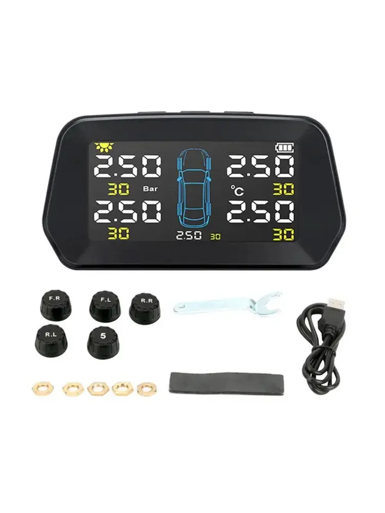 Auto Security Alarm Systems with 4/5 External Sensor Wireless Mini Car Tire Pressure Monitoring System USB TPMS