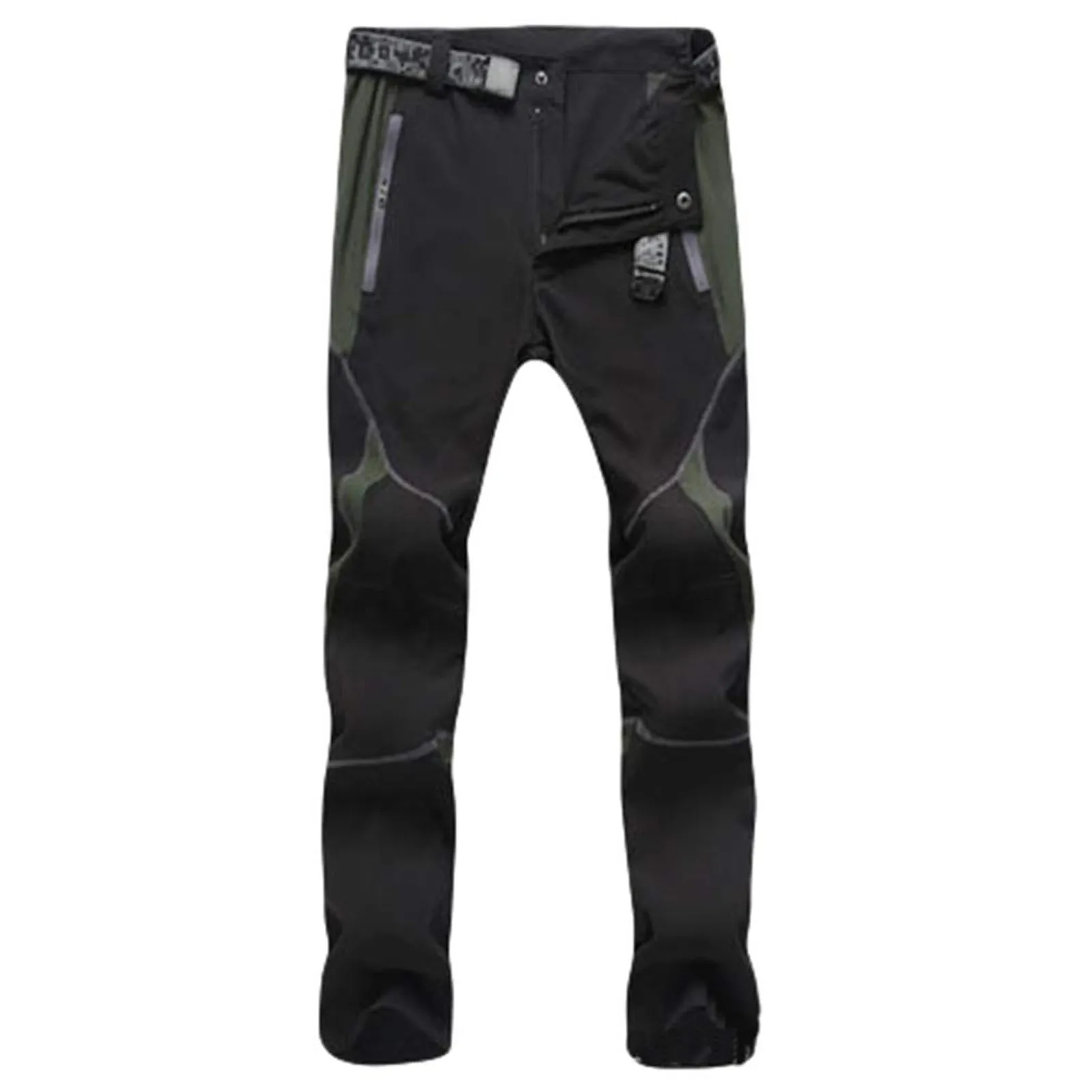 Men Jogging Trousers Trendy Striped Straight Pants Solid Color Zipper Pocket Bottoms Hiking Windproof Trousers Pantalones Hombre