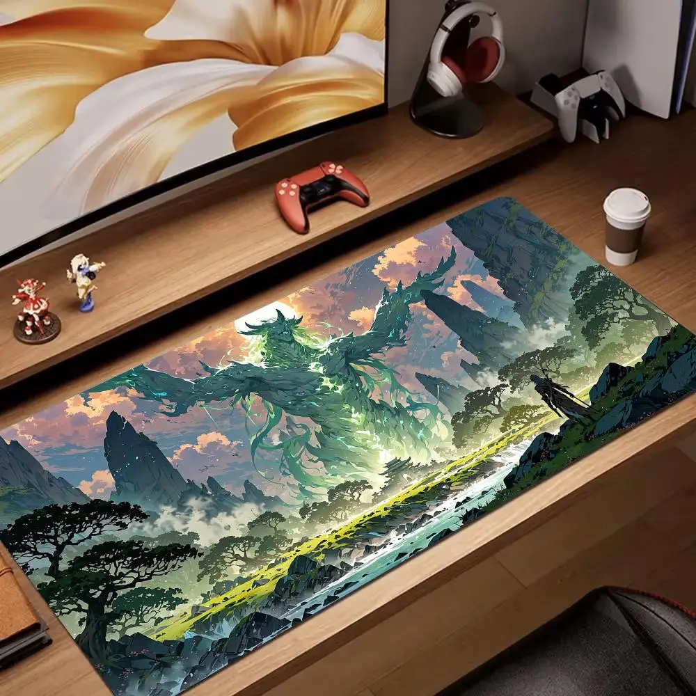 Giant green monster anime large Mouse Pad rubber anti-slip Desk Mat gamer pc accessories Gaming mat keypad expansion mousepad