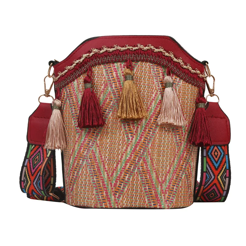 Korean fashion shoulder bag, artistic and ethnic style Su crossbody bag, women's bucket bag