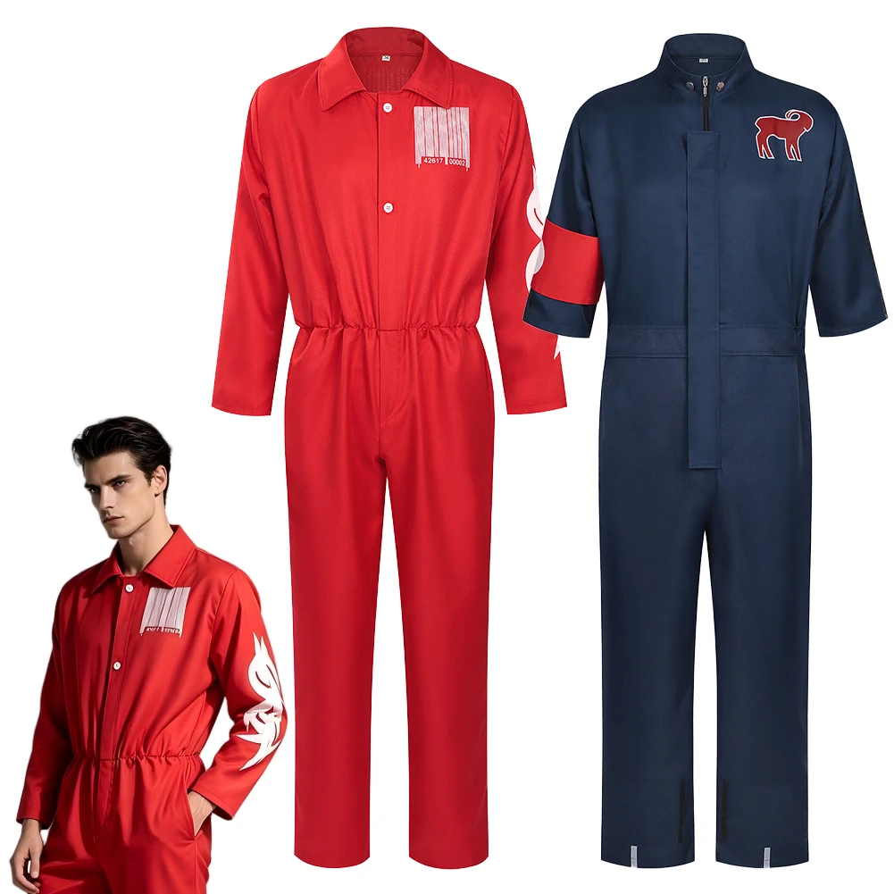 Fantasy Joey Cosplay Jordison Red Jumpsuit Band Slip Cosplay Knot Costume Disguise Halloween Adult Male Roleplay Party Outfits