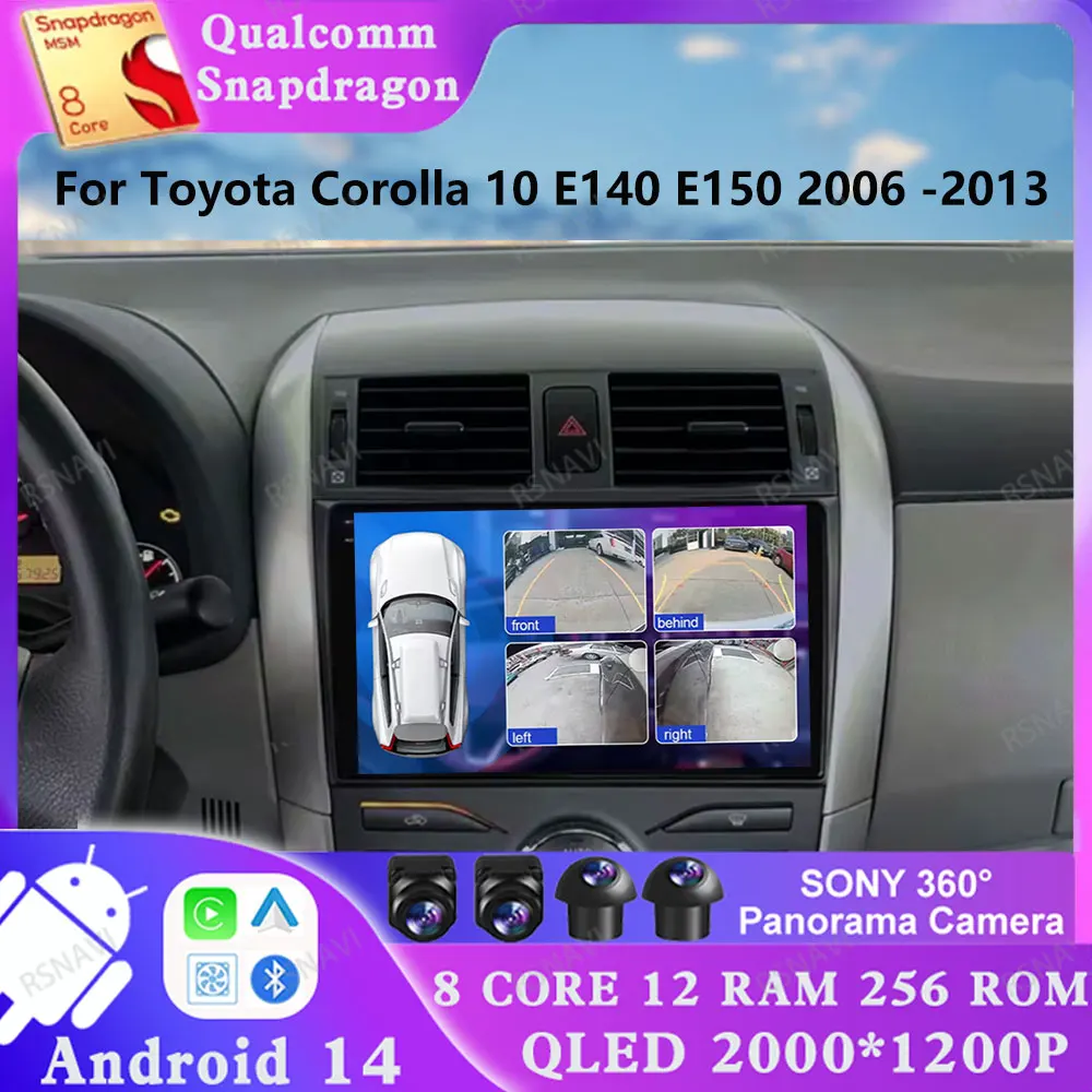 

Android 14 For Toyota Corolla 10 E140 E150 2006 -2013 2 DIN Viedo Player DVD Qualcomm Head Unit Multimedia Navigation Stereo GPS