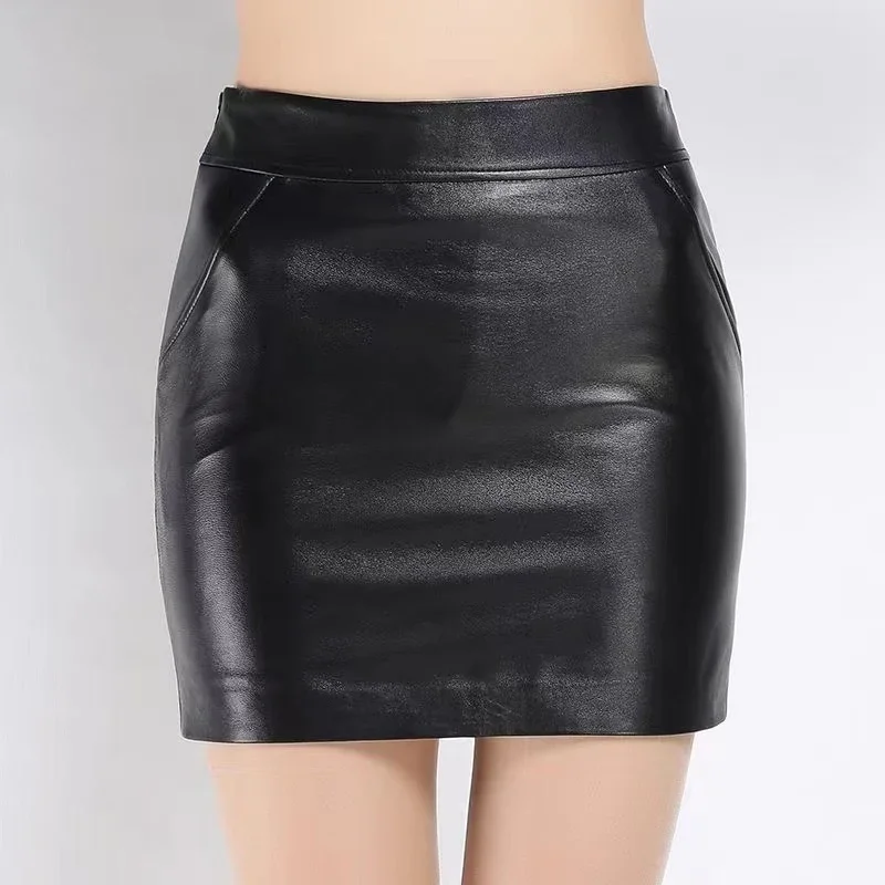 

Black Matte Leather Mini Skirt Women High Waist Faux PU Pencil Skirt Side Zip Ladies Elegant A-Line Skirt Clubwear Custom New