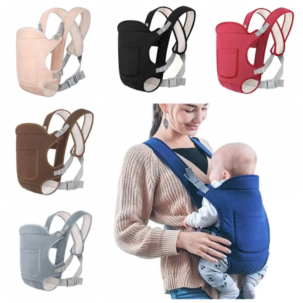 Solid color Baby Wrap Carrier Cloth Dual-Shoulder Infant Backpacks Newborn Front Holding Infant Kangaroo Bag Newborn Sling Wrap