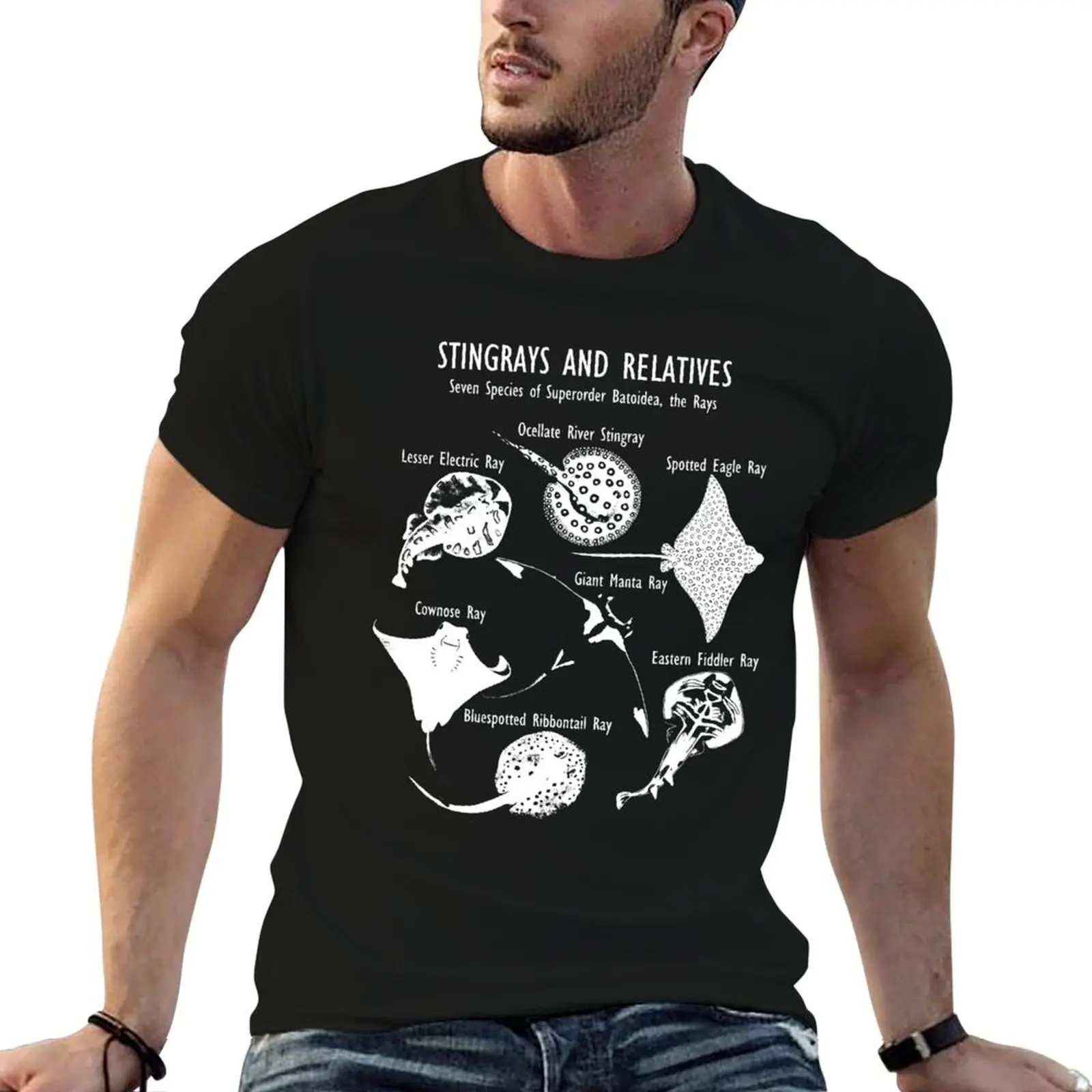 Especie de Stingray: Manta Ray, River Stingray y más (en blanco) Camisetas para hombre pack camiseta blanca