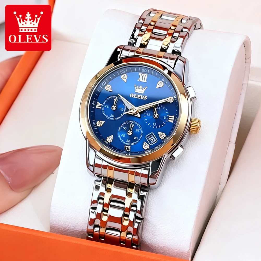 

OLEVS женские часы, роскошные модные оригинальные брендовые кварцевые наручные часы из нержавеющей стали для женщин, водонепроницаемые светящиеся часы с датой reloj