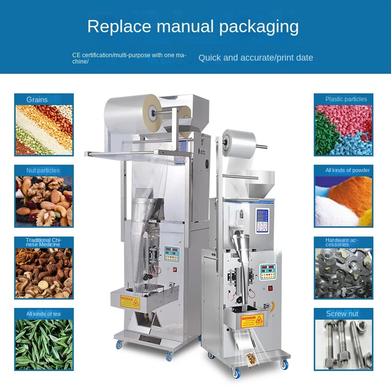 Three-Side Seal Automatic Quantitative Weighing Bagged Tea Leaf Hardware Screw Particle Powder Food Sub-Installed Machine