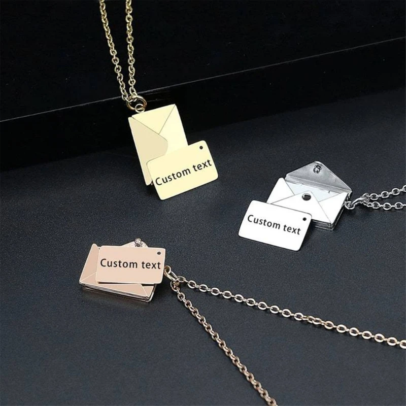 Stainless Steel Photo Frame Envelope Necklace Locket Necklace for Women Men Drop Shipping