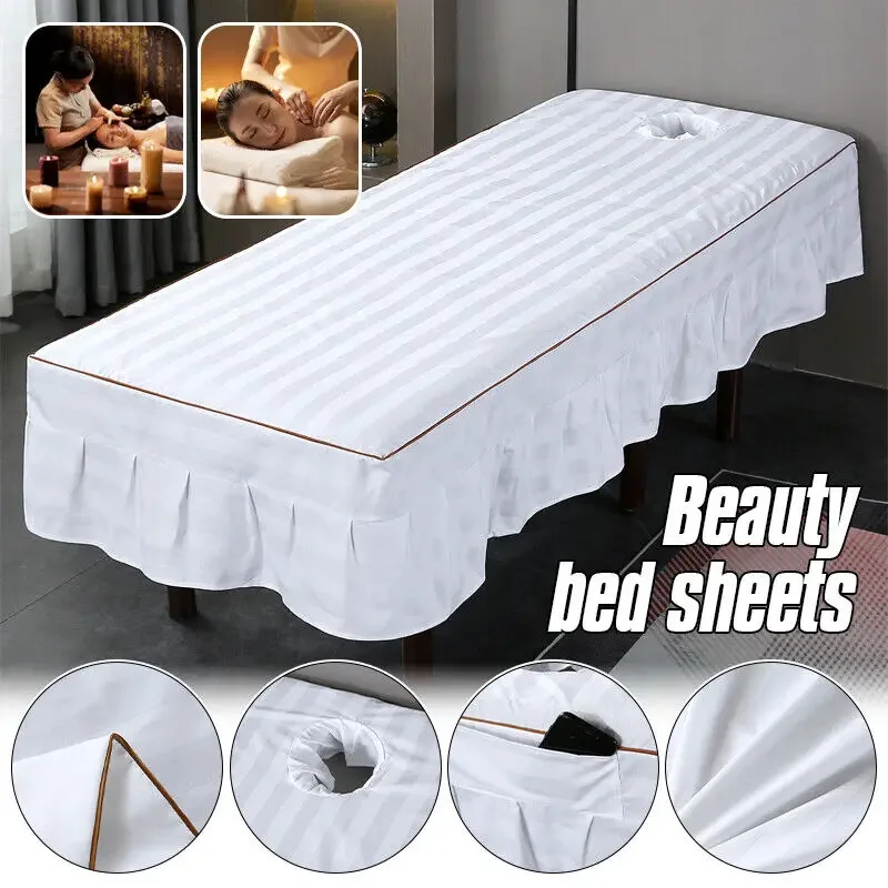 Disposable Spa Bed Cover 1Pc with Face Hole - Beauty Salon Massage Table Sheet - Lightweight Waterproof for Facial & Hospital