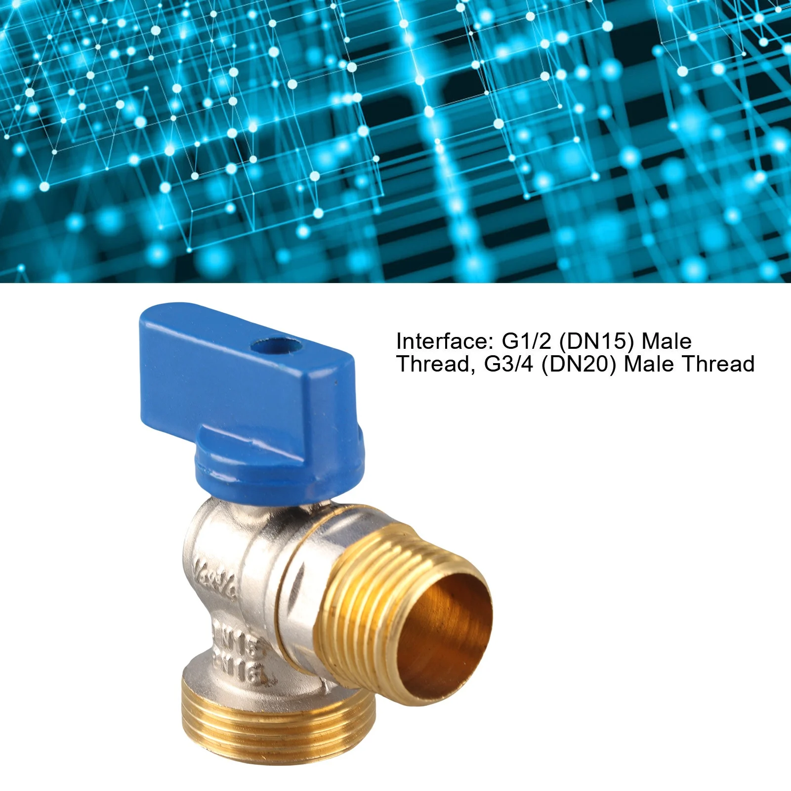Angle Stop Valve G1/2 DN15 Male X G3/4 DN20 Male Thread Brass Quarter Turn  Valve Water Valve Quarter Turn Angle Stop Valve