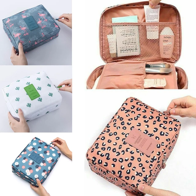 Leather Make up organizer, Cosmetic Travel pouch for Women, on sale Leather storage bag, Floral leather bag