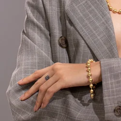 ENFASHION Bead Chain Bracelets For Women Stainless Steel Gold Color Hip Hop Ball Bracelet Rock Men Jewelry Dropshipping B192072