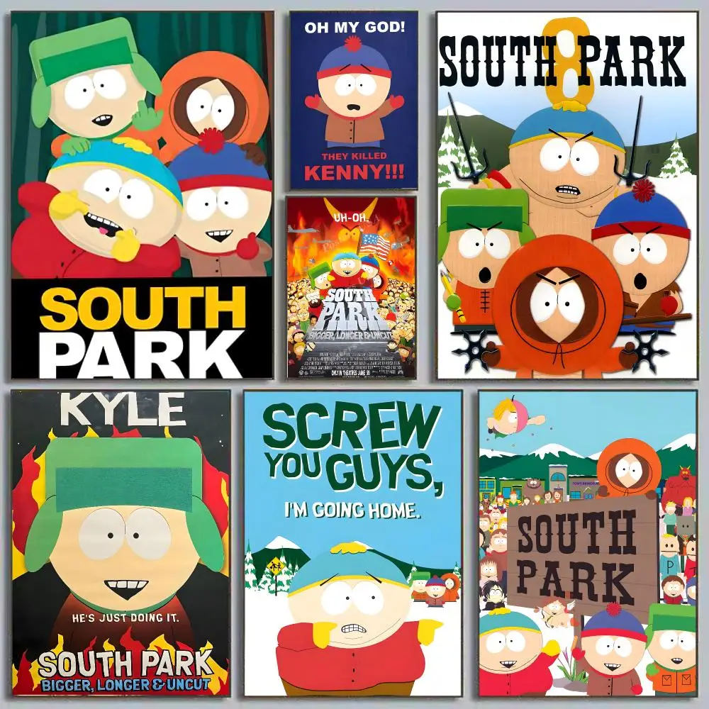 DD-South Kenny Stan Kyle Park-EE Cartman Painting Calligraphy Poster Eco-Friendly Wall Decor Vintage Office Frameless Canvas
