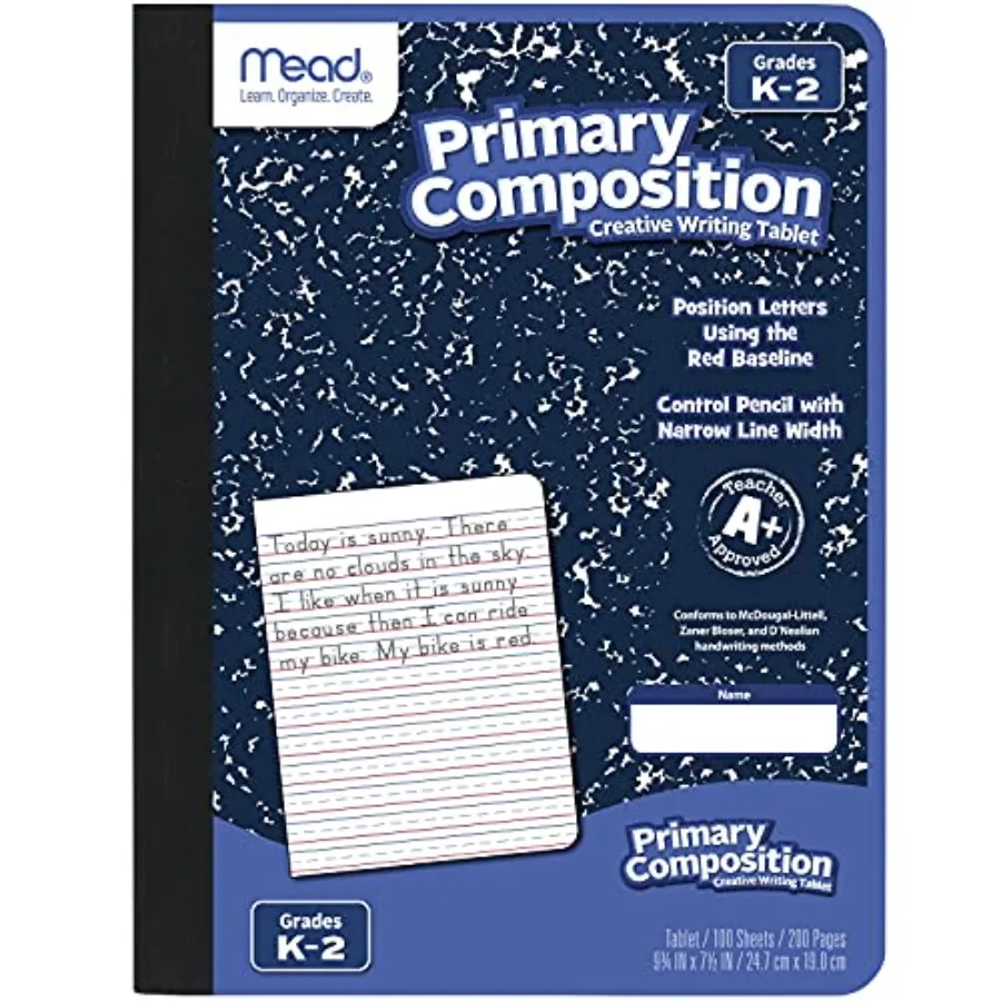 

Primary Composition Book, Primary Ruled Journal, Grades K-2, 7-1/2" x 9-3/4", 100 Sheets, Blue Marble 09902