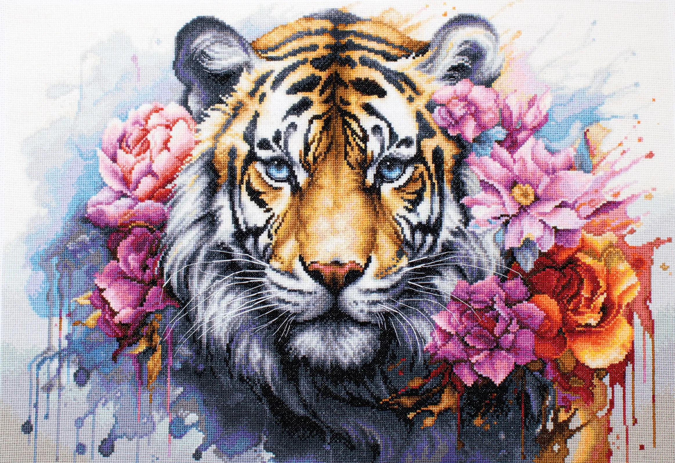 

Flower Tiger 64-46 DIY needle work Cross Stitch Set Counted Cross Stitch Kit 28ct 14ct 32ct Metallic aida