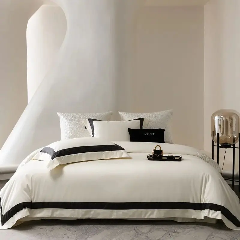 Premium 1000TC Egyptian Cotton Luxury Bedding Set Solid Color Hotel Style Duvet Cover Flat/Fitted Bed Sheet Pillowcases 4Pcs