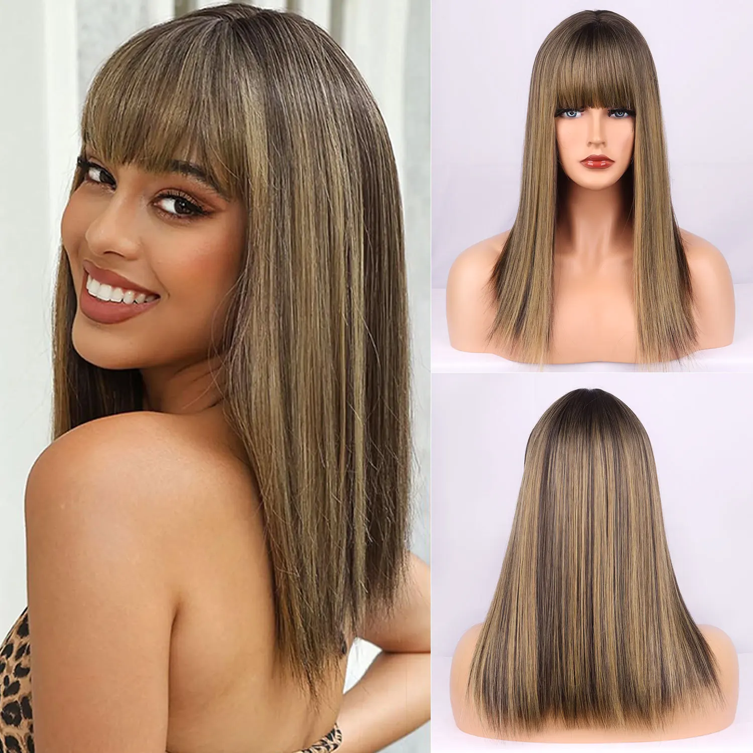 

Europe, America, wigs are divided into bangs, curtains, long straight hair, face trimming, Europe, America, chemical fiber mecha