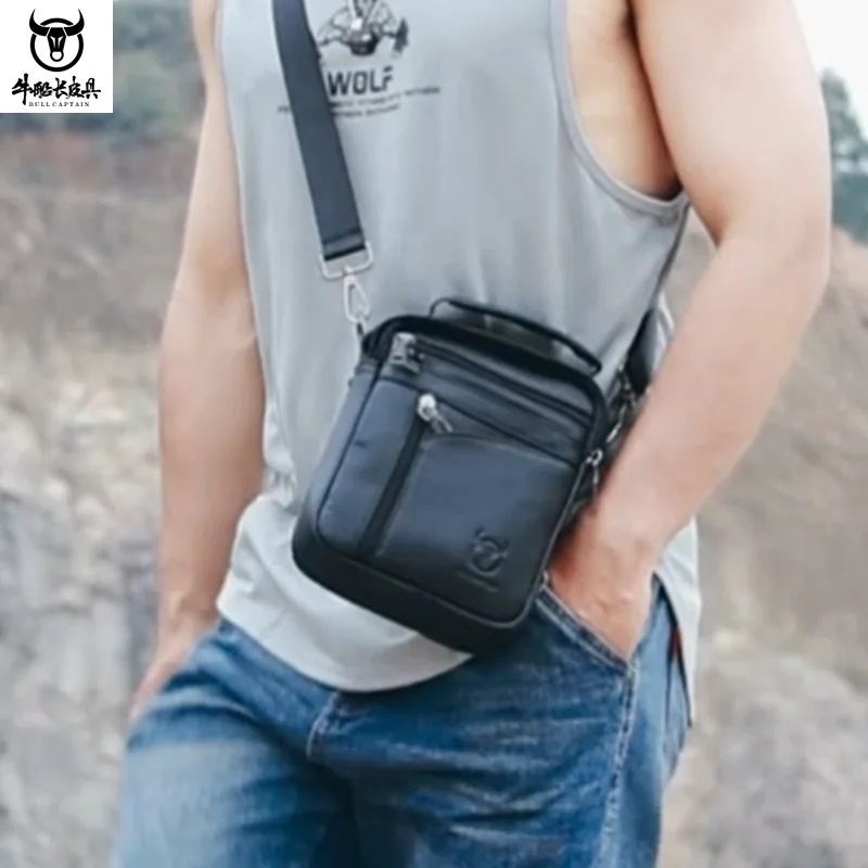 

Men's real leather business multi-pocket shoulder crossbody bag multi-function vertical Korean version of the handbag