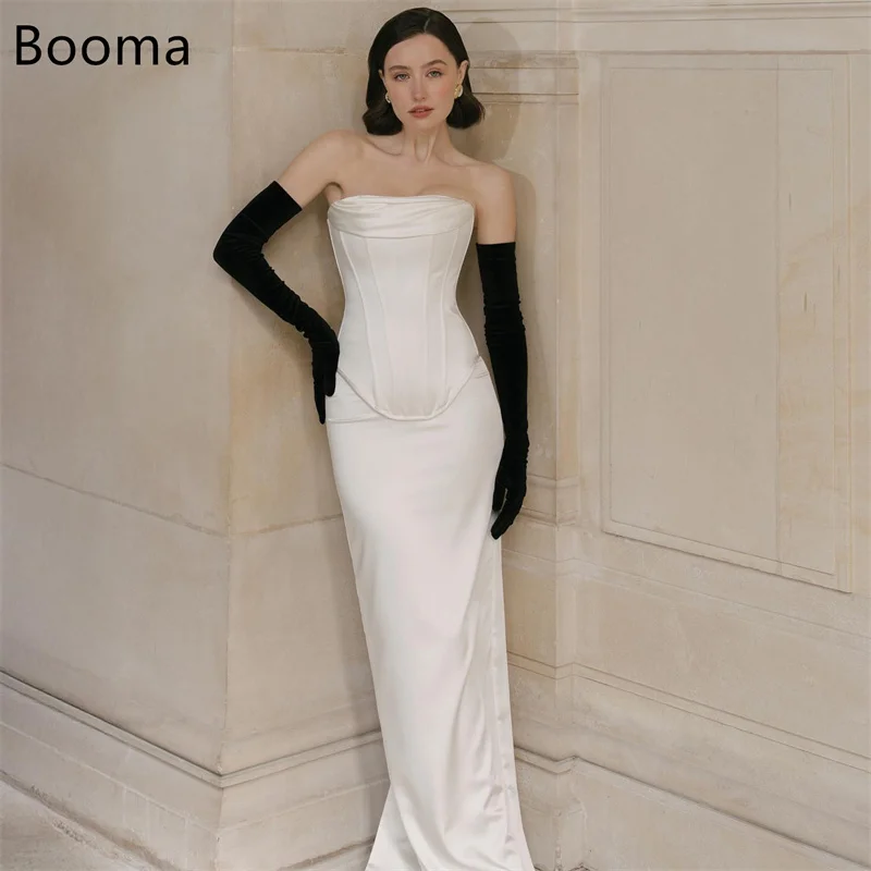 

Booma Simple Mermaid Strapless Satin Lace Up Wedding Dresses Long Sleeveless Elegant Brides Gown Custom Made 2025
