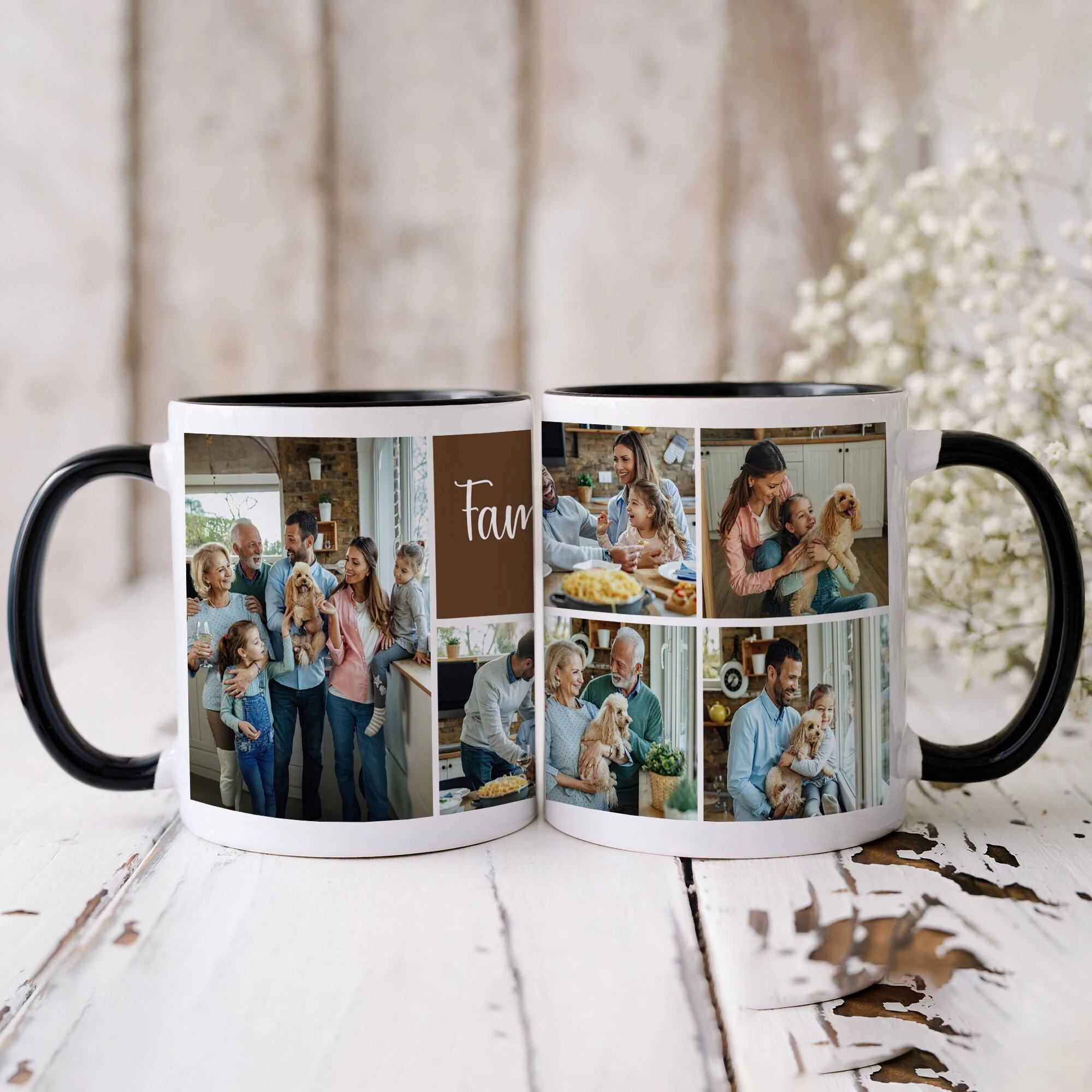 قطعة واحدة من فنجان القهوة المخصص، تصميم مجمع الصور، صور/نص قابلة للتخصيص، مثالية للعائلة، وأعياد الميلاد، وهدية الزفاف الذكرى السنوية #5