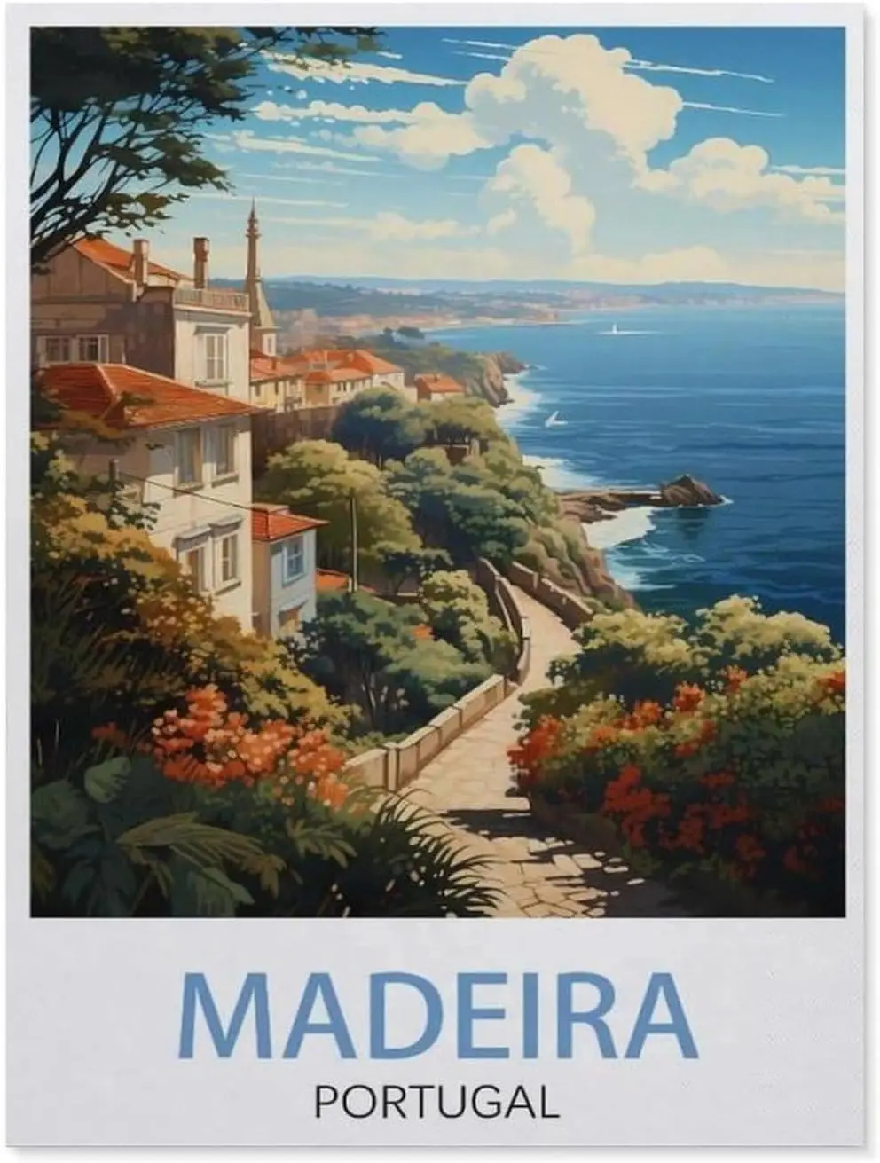 Madeira Portugal vintage travel poster，Vintage Metal Tin Sign Retro Wall Art Decor House Plaque Poster for Home Bar Pub Garden K
