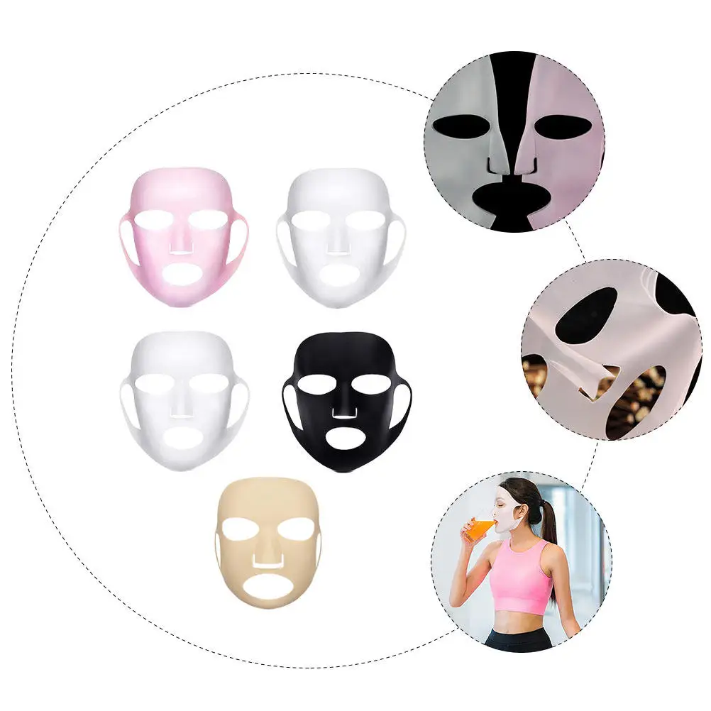 5Pcs Silicone Face Mask Cover Reusable Non-Slip Ear Hook Design for Home Facial Skincare Beauty Mask Film view 4