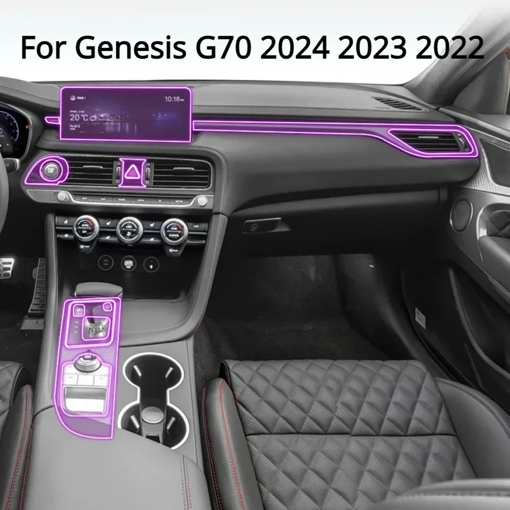 

For Genesis G70 2024 2023 2022 Interior Accessories film transparent TPU Gear Panel Navigation Center Console PPF Protection