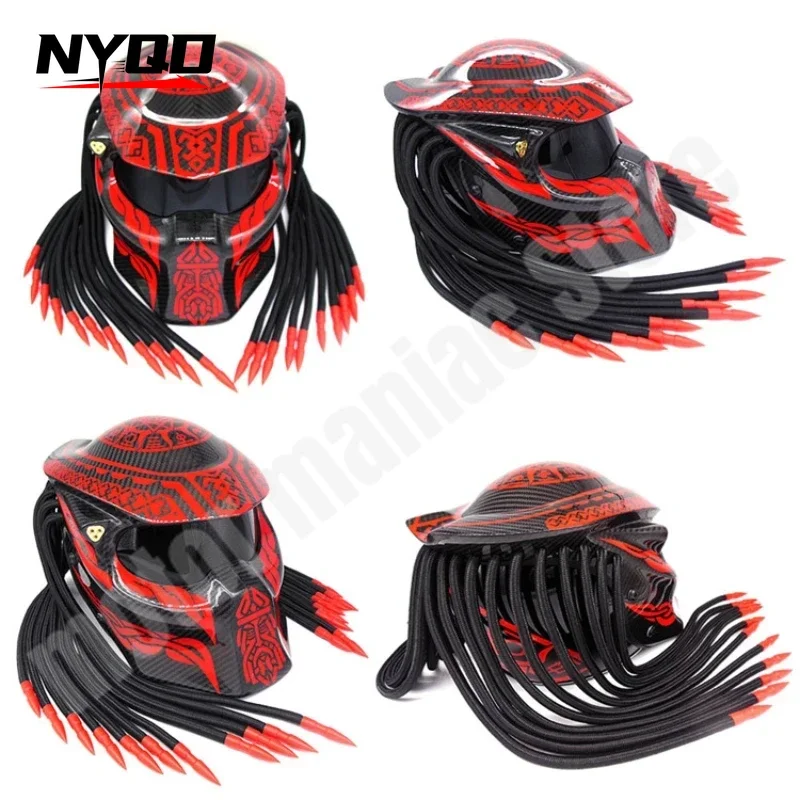 Personalized Full-cover Predator Carbon Fiber Special-shaped Helmet Retro Motorcycle Sports Car Full-face Helmet Knight Helmet