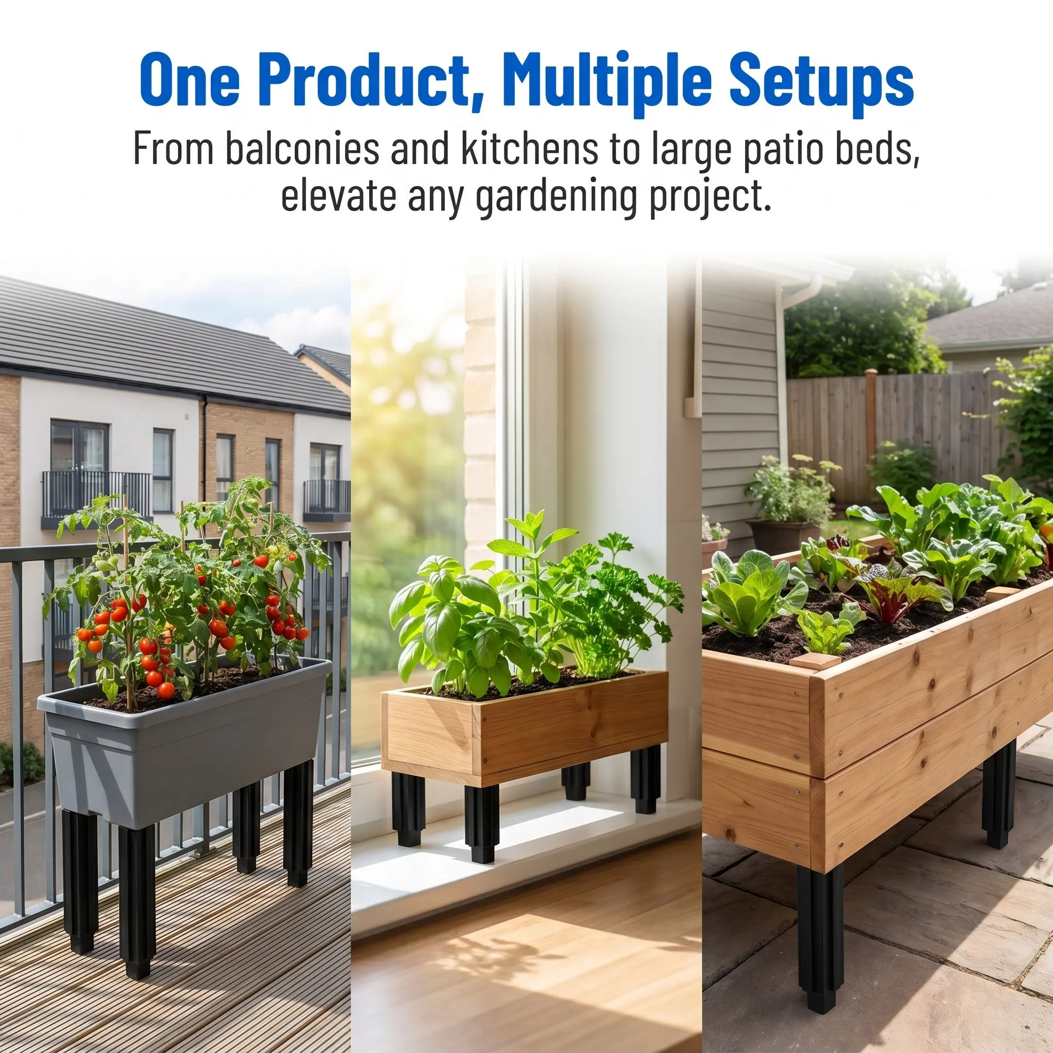 8Pcs Balcony Vegetable Planting Kit Easy Assemble Plastic Raised Planter Bed Legs Outdoor Garden Bed Accessories