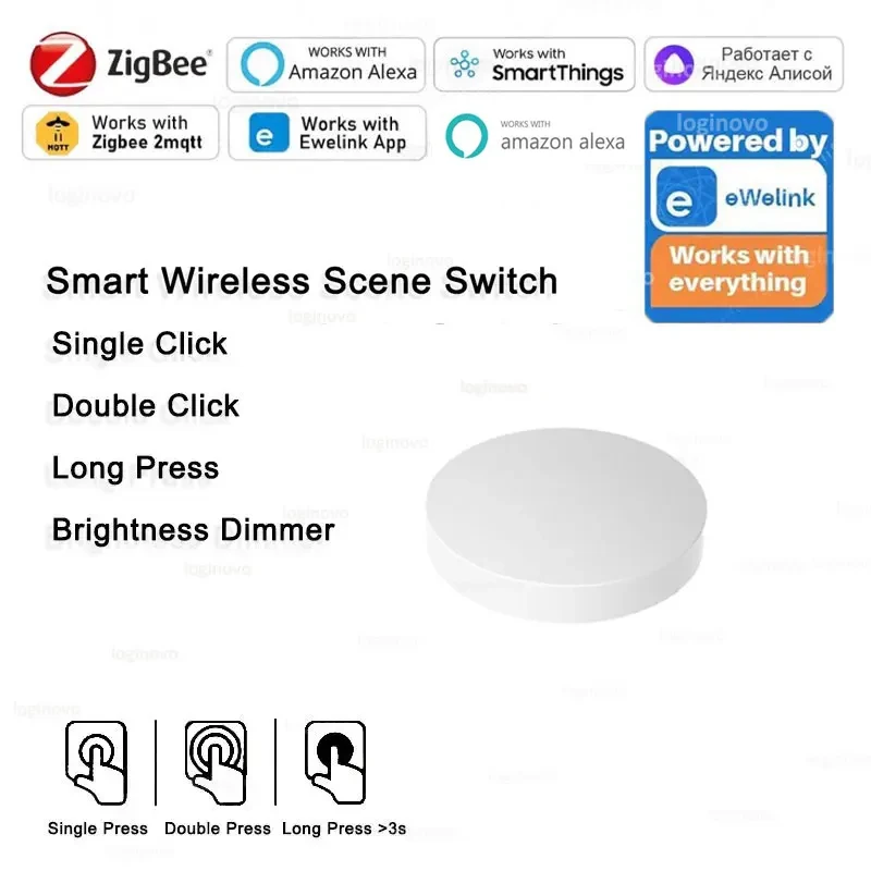 Smart Zigbee 3.0  Button Scene Switch Controller Battery Powered Automation Scenario Ewelink App Alexa Google Voice Control