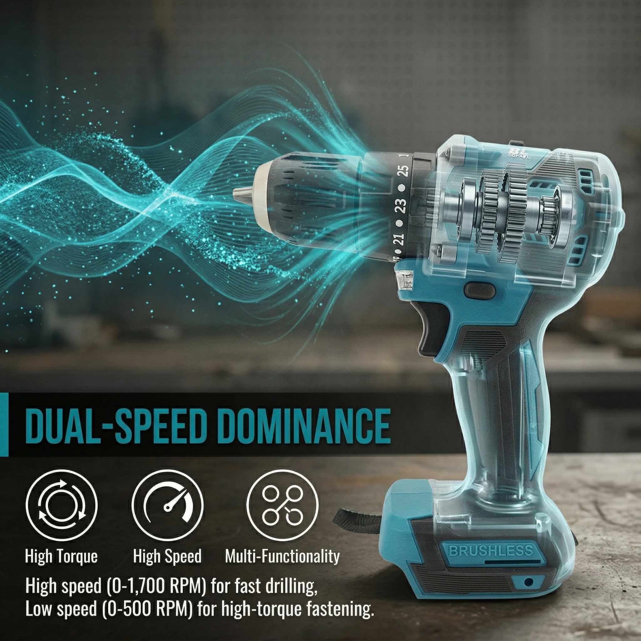Makita Original DDF487 18V Brushless Cordless Drill Driver 2-Speed 10mm Keyless Chuck for Home DIY and Renovation image 6