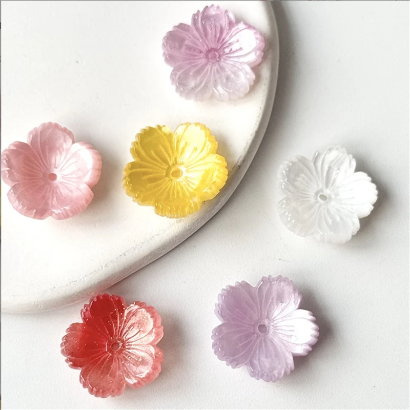 

10Pcs/Lot New Retro Acetic Acid 18MM Flower Torus Beads Petals Charm Connectors Diy Earrings Jewelry Making Resin Acessories