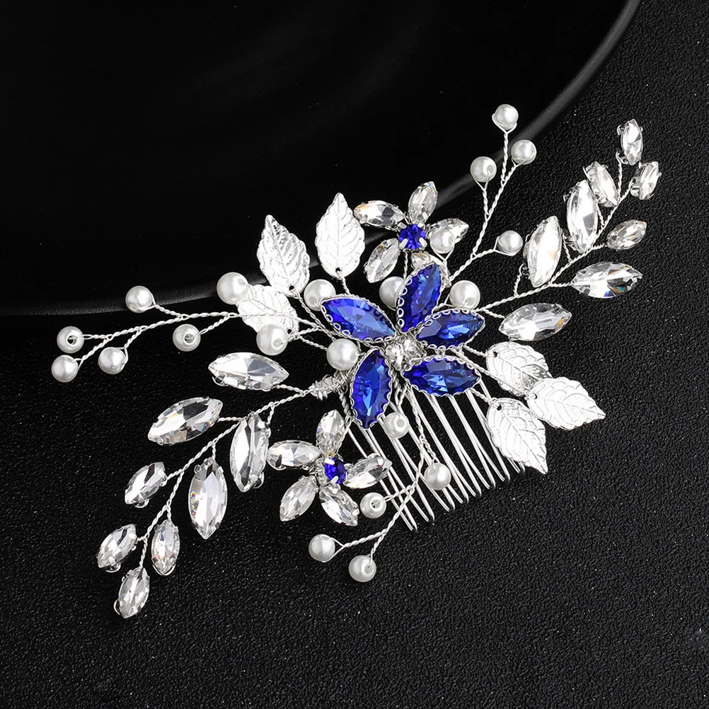 

Wedding Hair Comb Blue Crystal Bridal Hairpiece For Bride Bridesmaid Updo Half Up Hairstyle Party Prom Engagement