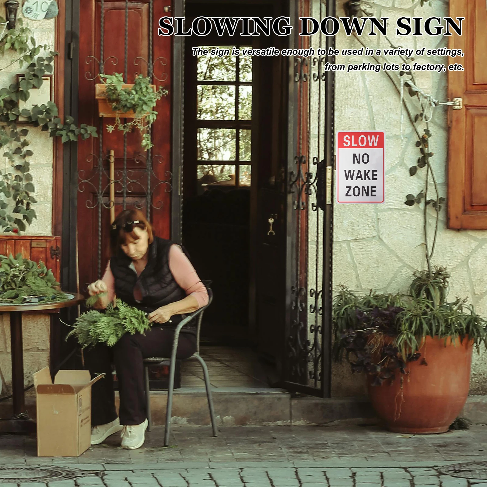 

Slowing No Waking Zone Sign Aluminum Reflective Durable Outdoor Metal Slowing Down Warning Sign No Waking Zone Signs