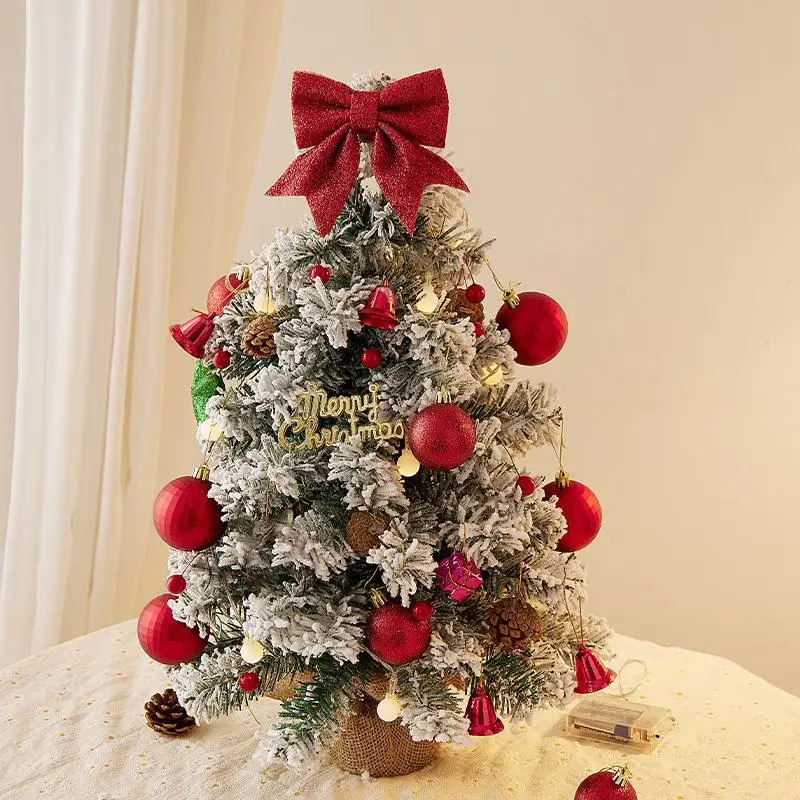 ミニホワイトクリスマスツリー装飾-diy-材料キットお祝い卓上風景アレンジメントクリスマスオーナメント新着