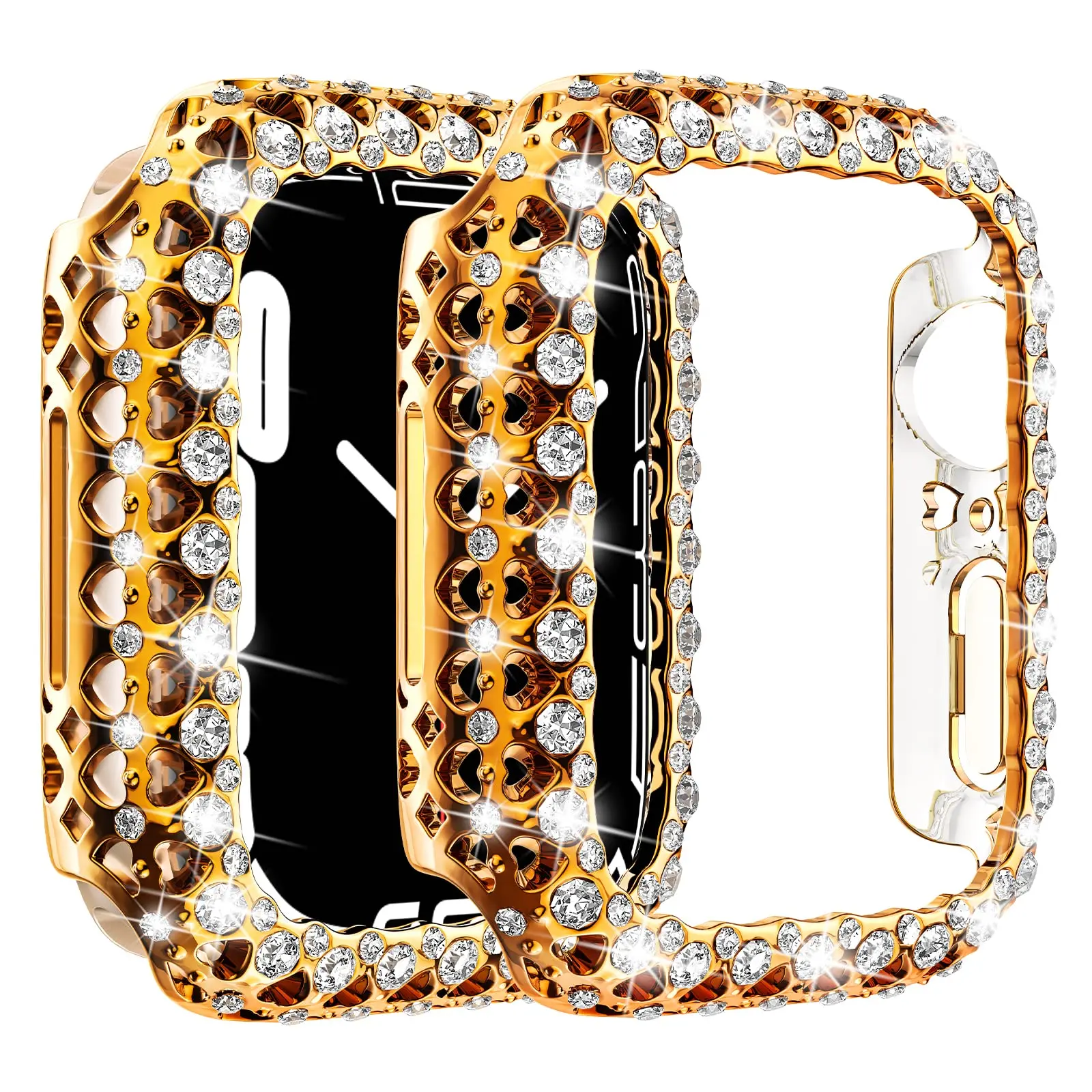 Bling Crystal Bumper Cover for Apple Watch Case 41mm 45mm Diamond PC Protective Hard PC Frame for IWatch Series 8 7 41mm 45 mm