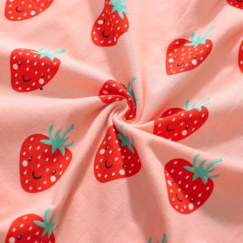 Little maven 2024 Summer Cartoon strawberry Dress Baby Girls Cotton Casual Clothes Soft for Toddler Infant Kids 2 to 7 years