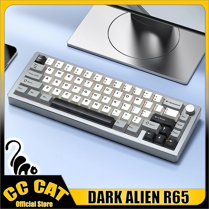 

DARK ALIEN R65 3 Mode 2.4G Mechanical Keyboard 66Keys Aluminum Alloy Bluetooth Wireless Keyboards RGB Structure Gaming Keyboards