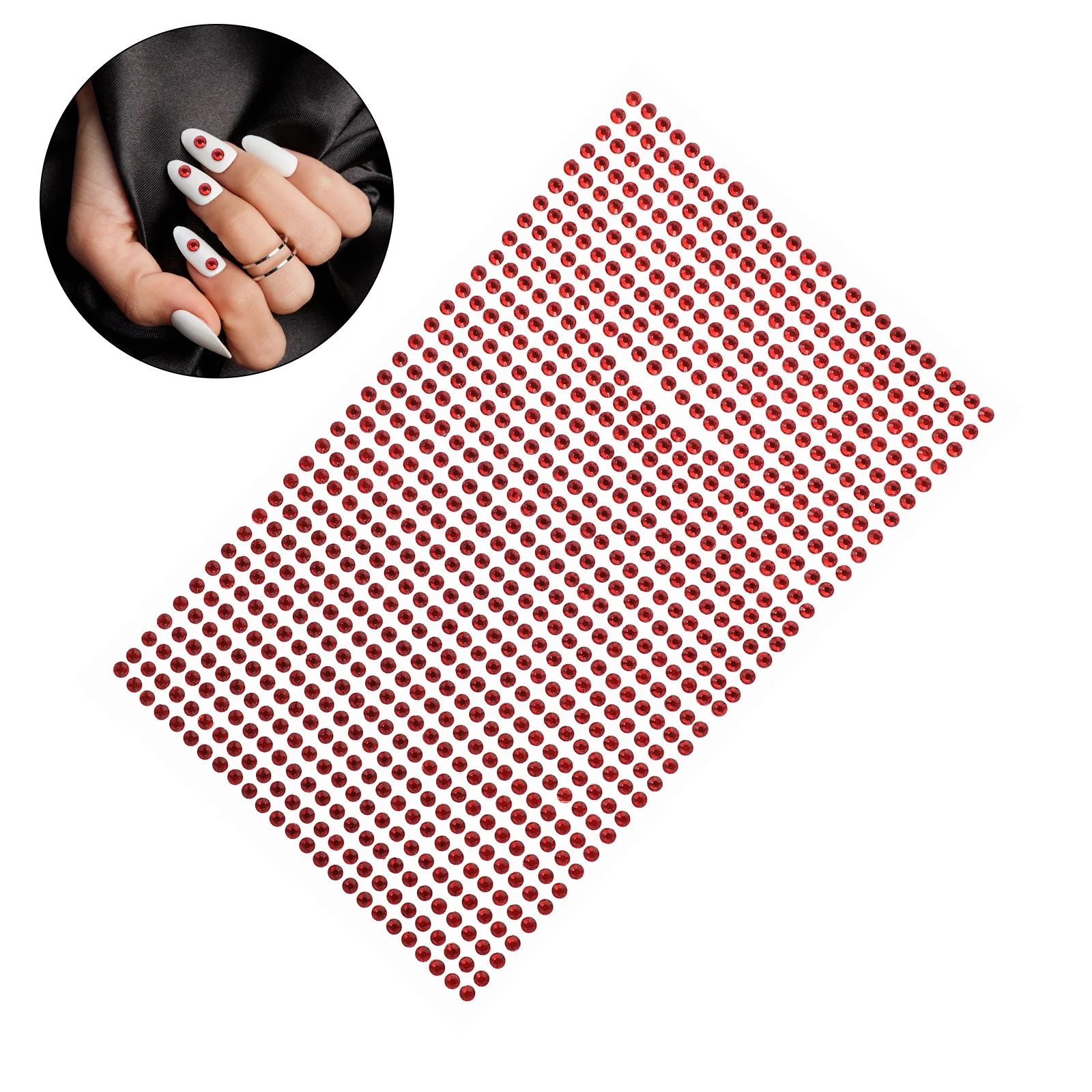 20Sheets Acrylic Rhinestone Stickers Self Stick Round Flat Back Glittery Nail Deco DIY Crafts Party Wedding