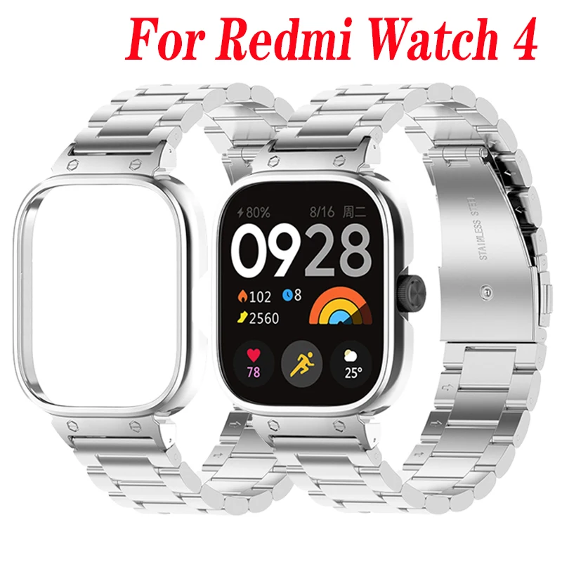 

2in1 Metal Strap For Xiaomi Redmi Watch 4 Smart Watch Band Protective Case Watchband Bracelet for redmiwatch4 Correa Shell Cover