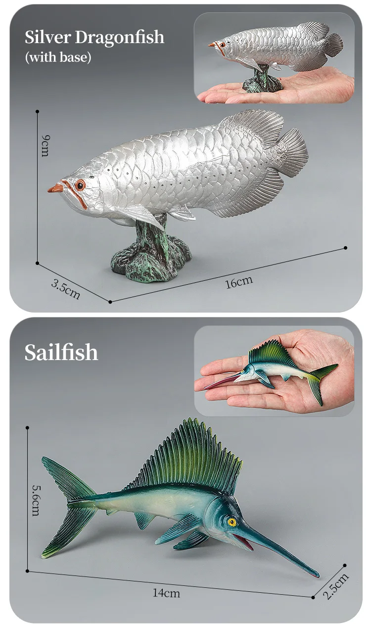 Meeresleben-Tiere-Modell, Actionfiguren-Set – Ozeanfisch, Thunfisch, Segelfisch, Bass, Zacker, Lachs, PVC, Lernspielzeug für Kinder – Detail 21