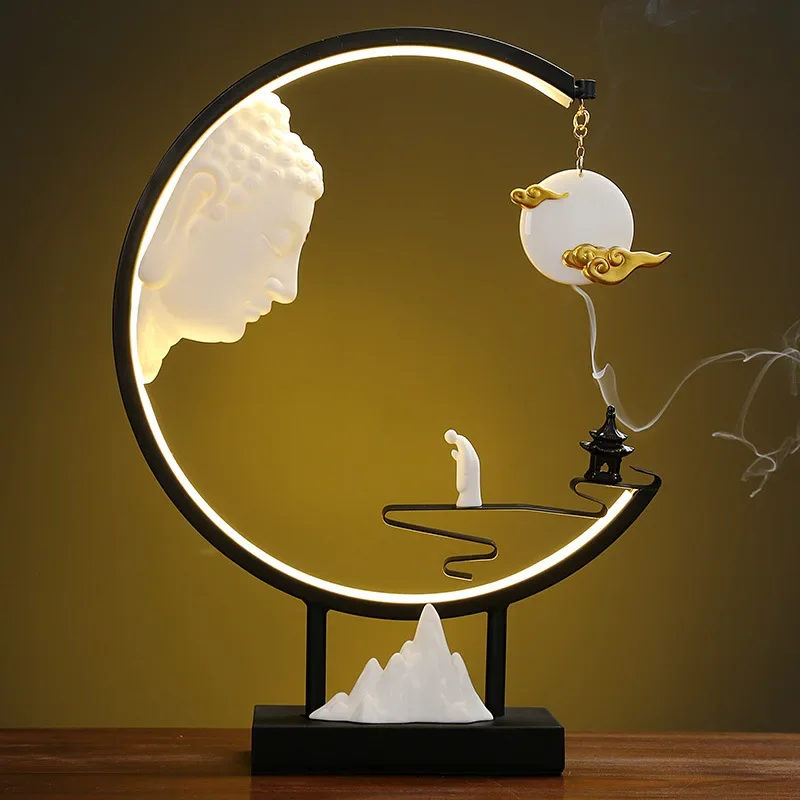 Chinese Zen Lamp Ring Chang 'e Flying To The Moon Creative Backflow Incense Burner Home Living Room Office Desktop Decoration