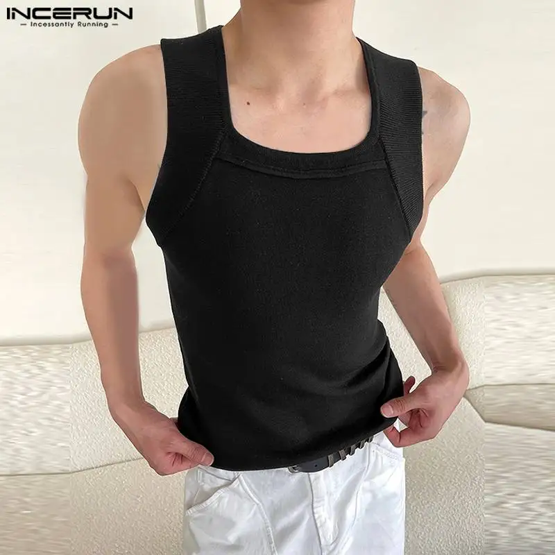 Men Tank Tops Solid Color O-neck Sleeveless Skinny Male Vests 2023 Streetwear Summer Fashion Casual Men Clothing S-5XL INCERUN