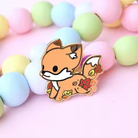 Autumn Fox Creative Pop Enamel Pin Lapel Badges Brooch Funny Fashion Jewelry