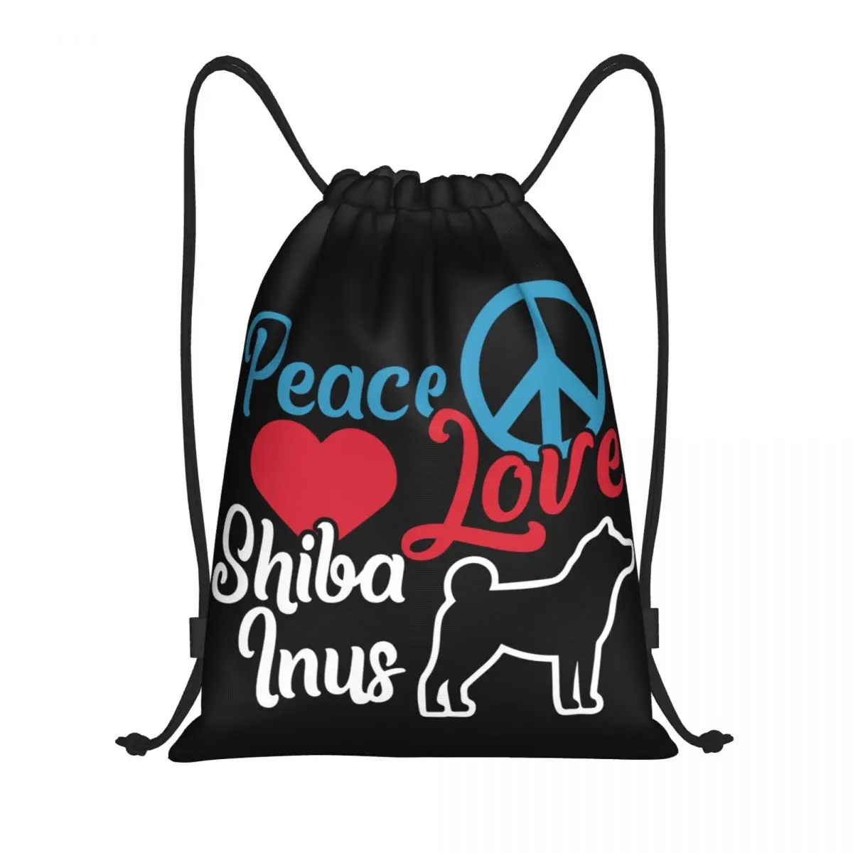 Peace Love Shiba inus กระเป๋าเป้สะพายหลังเชือกรูด tas GYM กีฬาสำหรับผู้ชายผู้หญิงกระเป๋าฝึกสุนัขคู่รักญี่ปุ่น