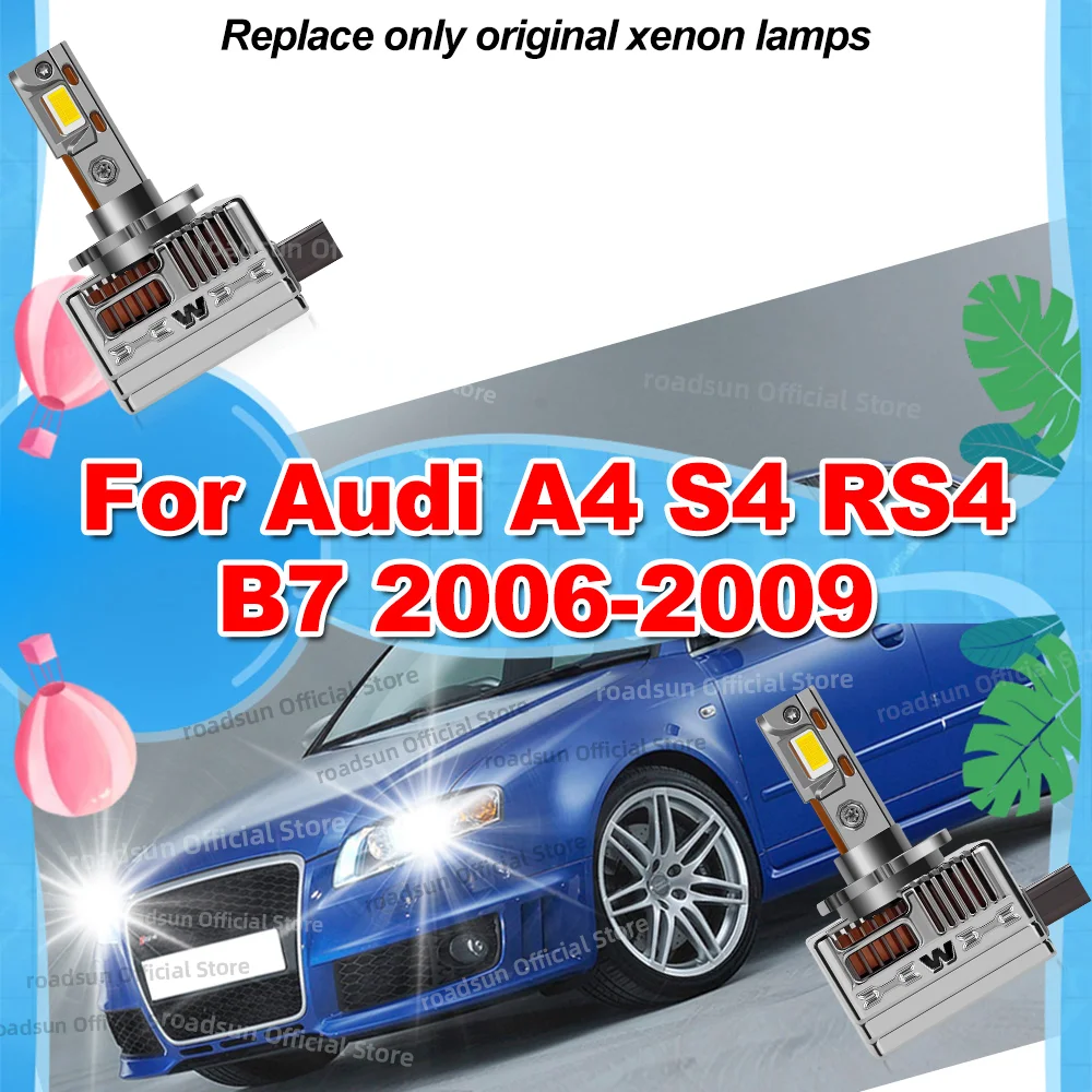 

2Pcs LED Headlights 50000Lm Auto Bulbs Canbus 1:1 Xenon HID For Audi A4 S4 RS4 B7 2006 2007 2008 2009