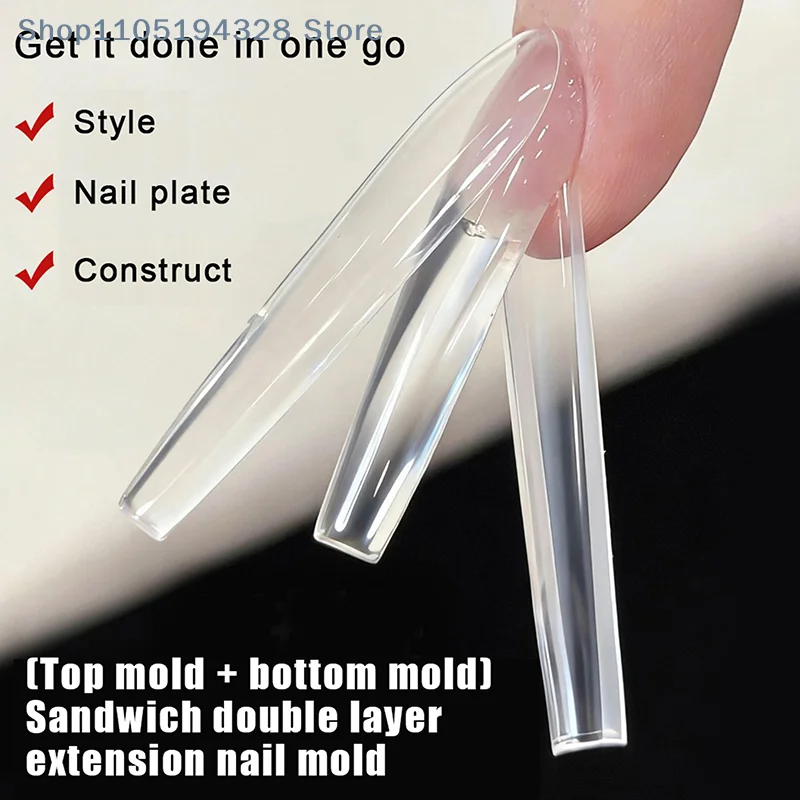 [YA]샌드위치 듀얼 네일 폼 240개 15사이즈 익스텐션-듀얼 폼 코핀 아몬드 네일 폼 탑 몰드 바텀 몰드