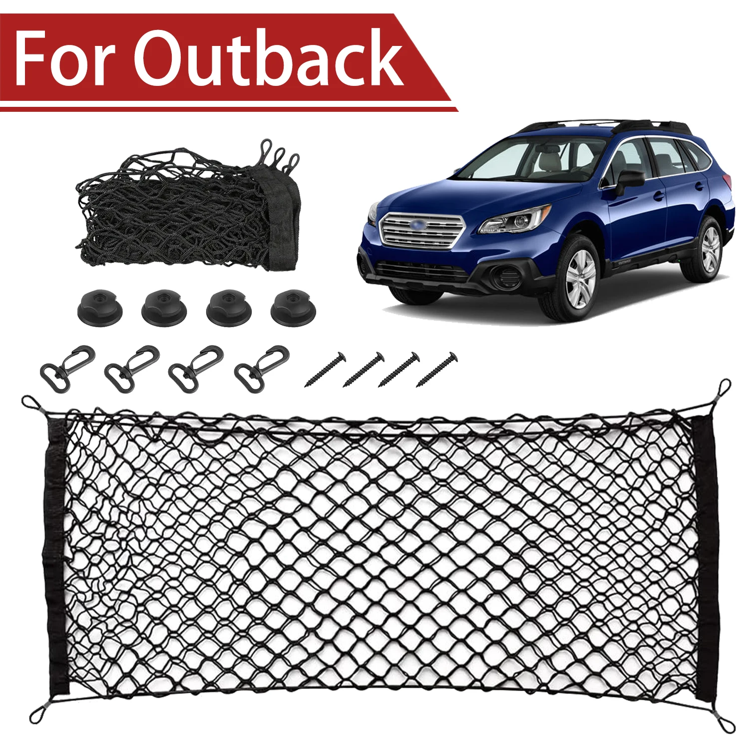 

For Subaru Outback 1995-2025 Cargo Net Trunk Organizer, Elastic Mesh Storage Net Car Accessories Storage Belt Hook